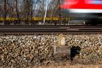 Es sind auch gern die Kleinigkeiten am Streckenrand, denen ich oft Beachtung schenke, wie dieser alte Kilometerstein unweit vom S-Bahn-Haltepunkt München-Riem. (10.03.15)