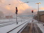 Die neuen Ausfahrsignale N1 und N2 erlebten,am 17.Dezember 2017,in Bergen/Rügen ihren ersten Winter.