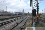 Das Lichtsignal L31 am Bahnsteig 4 in Zwickau (Sachs) Hbf, am 03.04.2023.