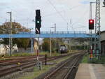 Ausfahrsignal N2 zeigte,am 14.Oktober 2023,die Ausfahrt aus Bergen/Rügen nach Lietzow,auf dem linken Gleis.