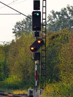 Einfahrsignal Bahnhof Salzbergen am 18.09.2024: Hp1, Hp0 erwarten