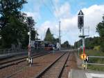 Die Ausfahrsignale in Ribnitz Damgarten Ost Richtung Rostock am 18.August 2014.