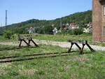 Prellböcke im Eisenbahnmuseum Großheringen am 07.Juli 2023.