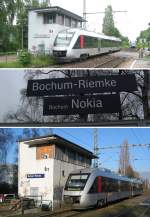 Namenswechsel des Haltepunkts Bochum Nokia in Bochum-Riemke am 13. Dezember 2009.