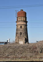 Alter Wasserturm im östlichen Bereich des Bahnhofs Teutschenthal.