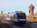Einfahrt VT 874 in den Bahnhof von Halberstadt zur Weiterfahrt nach Magdeburg am 04. Dezember 2016.