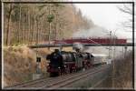 01 1066 und 01 202 sind auf dem weg zum Dresdener Dampfloktreffen hier in Jößnitz a, 16.04