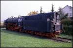 Die Denkmal Lok 011102, hier am 3.10.1990 in Bebra, war mit einen fünfachsigen Öltender gekuppelt.