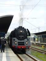 Hier sieht man die Dampflok 01 0509-8 am 18.Mai im Hofer Hbf.