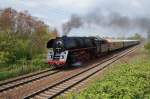 13.04.2014, 01 509 auf der Fahrt Riesa-Dresden in Nünchritz - 6. Dresdner Dampfloktreffen