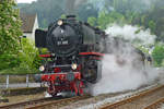 Dampflokomotive 01 202 am 30.04.2018  bei der Ausfahrt aus Kordel in der Eifel.