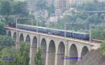 10 Juni 2007 Sonderzug mit 01 118 auf dem Viaduc Pulvermuhle, bei der Einfahrt zum 400m entfernten Hbf Luxemburg 