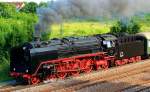 Von der Nachmittagssonne beschienen verläßt 01 118 eine knappe Stunde nach 01 202  am 31.05.2014 den Bahnhof Landau/Pfalz