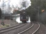 BR 01 519 mit ihrem Sonderzug in voller Fahrt am B Rmer am km 64,4 der Schwarzwaldbahn (7.1.07)