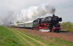 Am 12.04.14 dampfte 01 150 mit dem zweiten Sonderzug aus Riesa durch Zeithain zurück nach Dresden. 