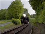 Bahnfest in Königstein. 01 118 zieht den Zug mit den grünen Schnellzugwagen im Schneckengang nach Königstein. Mai 2018.