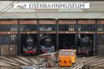 03 2155-4, 35 1097-1 und 03 001 im Eisenbahnmuseum Dresden, am 06.04.2017.