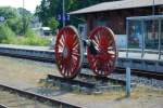 Der Treibradsatz der 03 0020 auf dem Bahnhof Putbus, 06.07.08