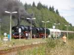 BR 03 1010-2 u BR 41 1144-9 im Bahnhof Muldenberg/V.beide mit viel Dampf am 22.08.08