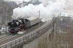 03 1010 in Altenbeken auf dem Bekeviadukt, bei einer Sonderfahrt von Nostalgiereisen von Bonn nach Ottbergen, sowie mit einer zustzlichen Pndelfahrt von Bad Drieburg-Paderborn-Ottbergen. Aufgenommen am Samstag den 16/03/13.