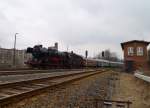 03 2155-4 war am 31.03.13 mit einer Osterfahrt unterwegs, von Nossen nach Greiz. Hier zusehen bei der Einfahrt in Weischlitz