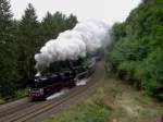 Die 35 1097 und die 18 201 am 20.09.2008 bei Kilometer 80 an der Schiefenebene.