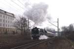 18 201 nach der Ausfahrt aus Dresden-Neustadt auf dem Weg nach Grlitz am 22.3.2009