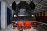 An der Lok der BR 23 vom VEB Lokomotivbau  Karl-Marx  Babelsberg fehlt das obere Spitzensignal, ebenso wie bei einigen anderen Loks im Eisenbahn & Technik Museum Rügen in Prora. - 15.04.2017
