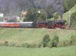 Volldampf am Arlberg im Sommer 1994.Dampflok 23-058 und 41-018  mit einem Sonderzug nach Landeck.(Archiv P.Walter)