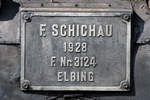 Typenschild an der Dampflokomotive 24 009. (Gelsenkirchen, September 2019)