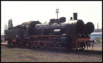 1000 Jahr Feier der Stadt Potsdam am 20.5.1993: Dampflok 381182 stand mit offener Rauchkammer Tür in der Ausstellung.