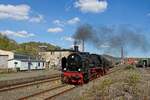 38 2267 kommt nach langer HU-Pause zu den Museumstagen wieder im Eisenbahnmuseum Bochum-Dahlhausen für Führerstandsmitfahrten zum Einsatz (30.04.2023) 