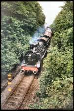 BR38 vor Persomenzug kurz vor der Einfahrt in den Bahnhof Erfurt-West. Die Trasse ist heute nach Abbau der Gleise vllig zugewachsen,