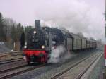 BR 38 2267 durchfuhr am 14.02.2004 Meschede mit einem Sonderzug nach Winterberg.