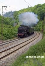 Die 38 3199 auf der Geislinger Steige in Richtung Amstetten. Sonderfahrt zu den Mrklin Tagen in Gppingen am 12.06.2005