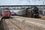 Der Vt 98 aus Nrdlingen eine Br 101 mit einem IC in Richtung Ulm und Br 38 3199 mit einem Sz aus Lahr/Schwarw. standen am 19.09.09 im Bahnhof Gppingen.