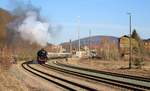 41 1144-9 mit dem Elstertal-Express zu sehen am 23.03.19 bei der Ausfahrt in Greiz.