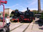 Am 14.07.07 stehen 41 1185 und 89 1004 beim Sommerfest in Halle/Saale nebeneinander.