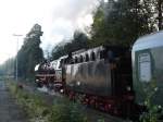 BR 41 mit Sonderzug ,  bei der Ausfahrt im Bahnhof von Bad Brambach/Vogtland  Sept.2005