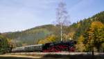 41 1144 mit Sonderzug von Leutenberg nach Blankenstein am 20.10.2012 im Sormitztal zwischen Leutenberg und Lichtentanne.