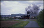 41360 am Stadtrand von Ibbenbüren auf der Teutoburger Wald Eisenbahn mit einem Sonderzug am 28.4.1990 unterwegs in Richtung Lengerich.