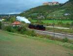 DR 41 1144-9, der IGE Werrabahn-Eisenach e.V., beim umsetzen im Bf Freyburg. Sie hat den  ROTKPPCHEN-EXPRESS  aus Altenburg in die Weinstadt gebracht; 04.10.2009