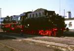 Dampflokomotive BR 41 1185-2 der  DR  bei einer Fahrzeug-Ausstellung in Magdeburg, ca. 1990 [Repro vom Dia]