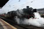 Rauch und Qualm am Trierer Hbf: Grund dafr war die 41 360 am 05.04.10