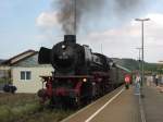 41 018 am 3. September 2005 bei einer Scheinanfahrt in Bad Neustadt an der Saale. Der Sonderzug wurde in Schweinfurt getrennt, und beide Teile fuhren dorthin, wo sie morgens hergekommen waren; ein Teil fuhr weiter mit 41 018 nach Nrnberg, der andere mit V 200 116 nach Frankfurt am Main. 