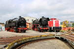 PRESS 95 0009-1, 44 2225-9 und 202 885-0 am 04.05.2024 beim Frühlingsfest im Lokbahnhof Sonneberg (Thür).