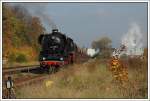 44 1486 am 11.10.2007 beim Halt in Wernshausen mit einer Kies Vorabfuhr, die aus 10 Wagen bestand.