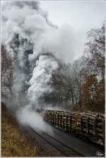 Nachschuss auf den 1400t schweren Holzzug von Bad Salzungen nach Eisenach, gezogen von den beiden Jumbos 44 2546 & 44 1486.