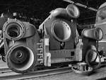 Der imposante Zylinderblock der Dampflokomotive 44 681 ist fast 8 Tonnen schwer. (Sächsisches Eisenbahnmuseum Chemnitz-Hilbersdorf, April 2018)