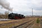 Meininger Dampflok Verein 50 3501 am 24.03.18 macht beim Lokschuppenfest Treysa Führerstandmitfahrten.